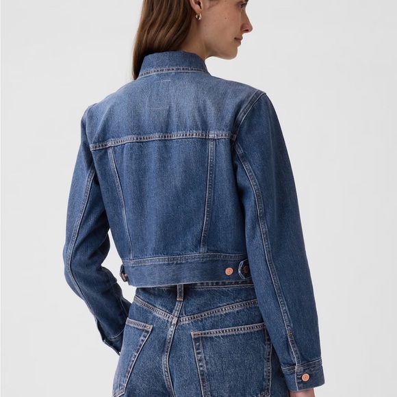 Gap women’s cropped denim jean jacket with zipper size XL new with tags - Picture 2 of 8